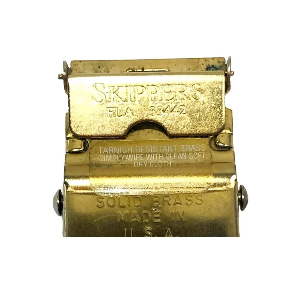 Brass Belt Buckle Crown Anchor USA Men's Nautical Boating Navy VTG Skippers FLA‎